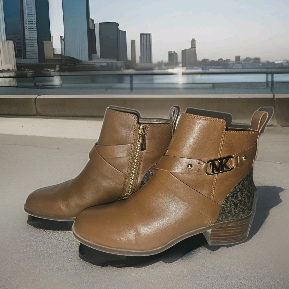 Michael Kors Kincaid Leather Ankle Boot 7M Tan Zipper